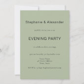 Mariage simple Sage Green Invitation de soirée (Devant)