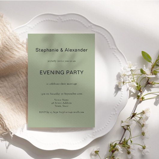 Mariage simple Sage Green Invitation de soirée
