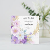 Mariage simple violet Enregistrer la carte de date (Debout devant)