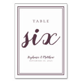 Mariage simple violet et blanc Numéro de table Six (Dos)