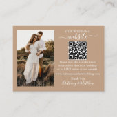 Mariage Site Web QR Photo Taupe Enclôture Carte (Devant)