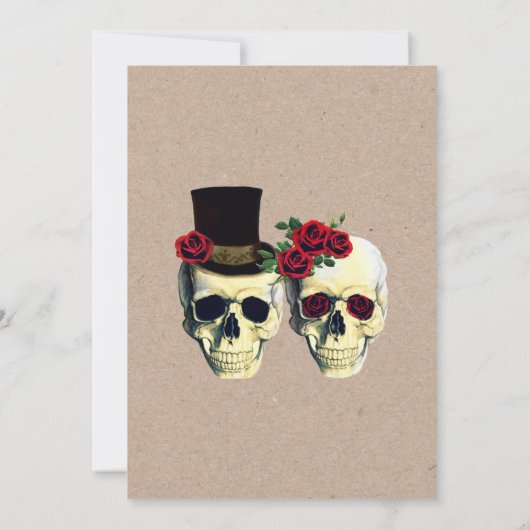 Mariage Skeleton Skuls Goth Retro Invitation (Dos)