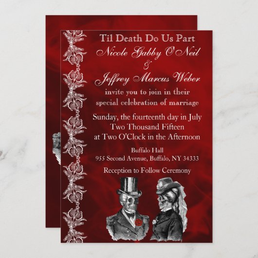 Mariage Skeleton Skuls Invitation (Devant / Derrière)