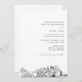 Mariage Skyline de Las Vegas Esquisse Invitation (Devant / Derrière)
