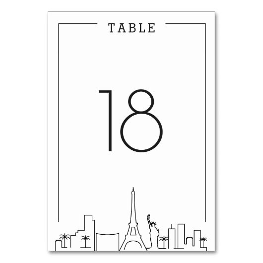 Mariage Skyline Las Vegas Deco | Numéro de table (Dos)