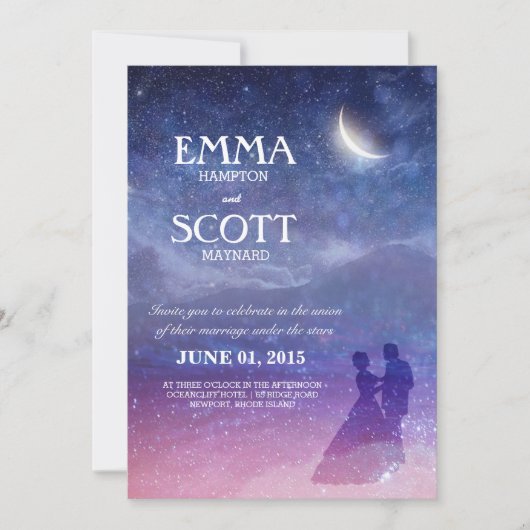 Mariage sous les étoiles invitation couple de dans (Devant)