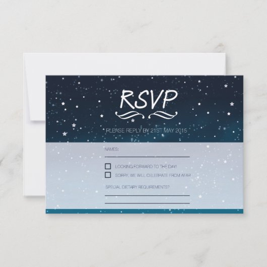 Mariage sous les étoiles RSVP ciel de nuit bleu (Devant)
