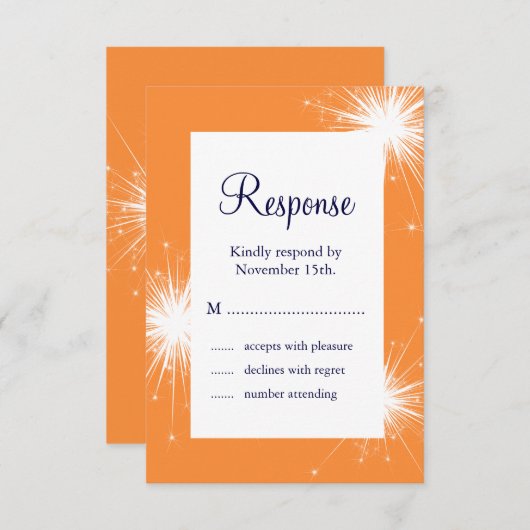 Mariage Sparkler RSVP (orange) (Devant / Derrière)