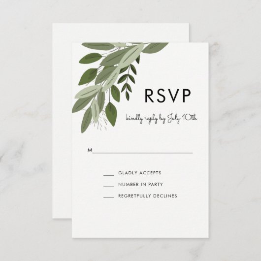 Mariage Sprigs, carte RSVP (Devant / Derrière)
