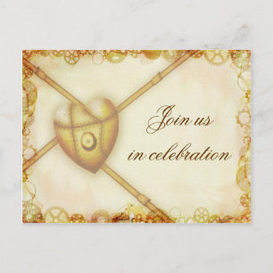 Mariage Steampunk, carte postale invitation