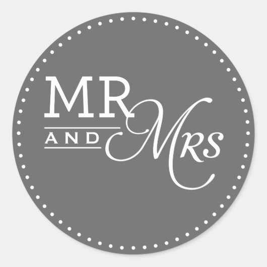 MARIAGE STICKERS m & mrs typographie moderne gris (Devant)