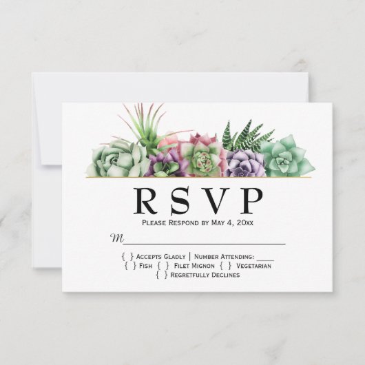 Mariage Succulent du désert RSVP (Devant)