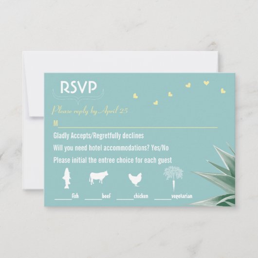 Mariage Succulent Monnaie et Jaune RSVP (Devant)