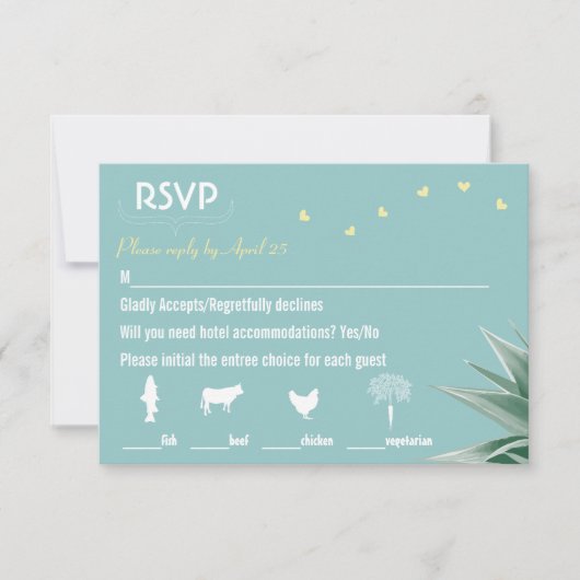 Mariage Succulent Monnaie et Jaune RSVP (Devant)