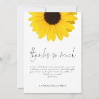 Mariage Sunflower Merci tellement de carte