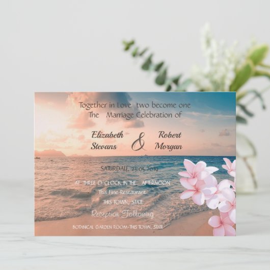 Mariage Sunset Beach, Plumeria Invitation (Debout devant)