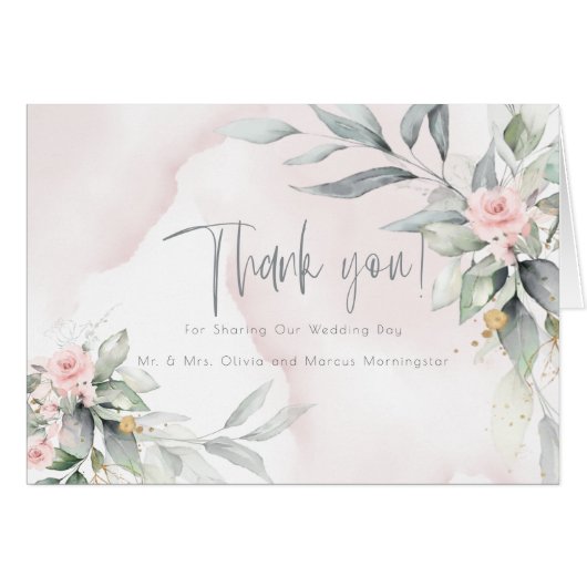 Mariage | Superbe chalet rose Roses d'aquarelle (Devant Horizontal)