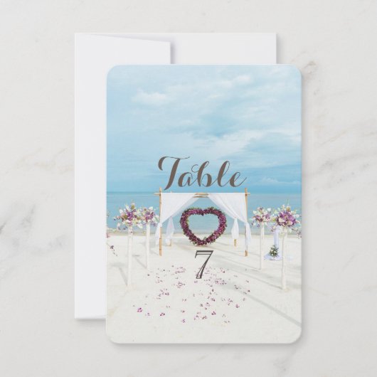 Mariage sur la Plage, Carte de Table de Berceau Fl (Devant)