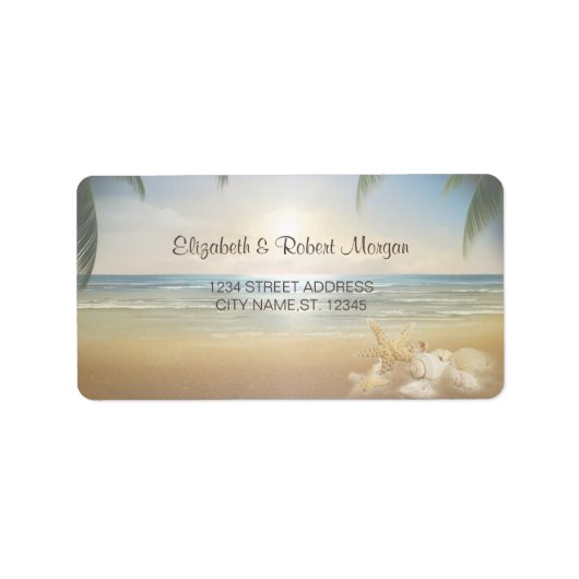 Mariage sur la Plage Coquillages, Étiquette de Mar (Devant)