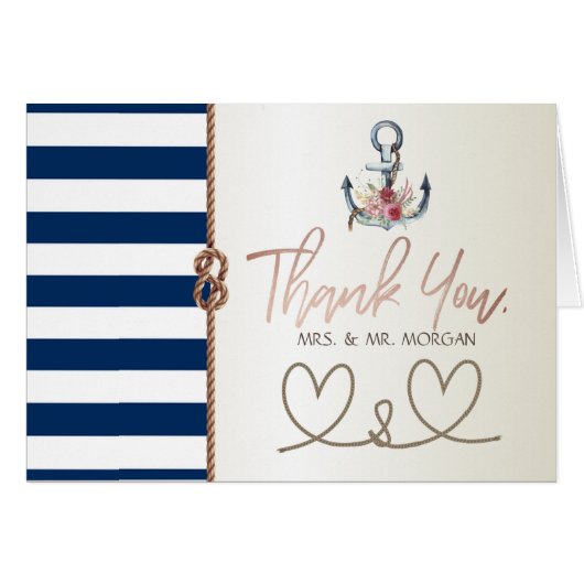 Mariage sur la plage corde navy, coeurs, rayé (Devant Horizontal)