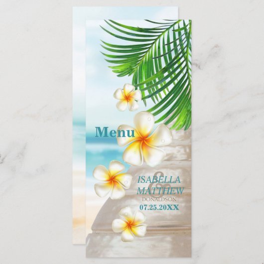 Mariage sur la Plage - Menu (Devant / Derrière)