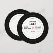 Mariage sur vinyle unique rétro, save the date (Devant / Derrière)