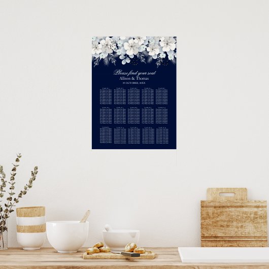 Mariage Tableau de siège Fleur blanche sakura bleu (Cuisine)