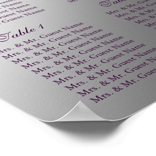 Mariage Tableau de siège Papillon Purple Sparkle (Coin)