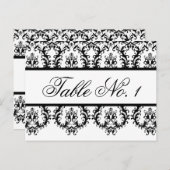Mariage Tableau Numéro Cartes Blanc Noir Damas (Devant / Derrière)
