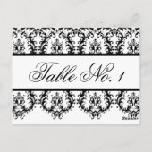 Mariage Tableau Numéro Cartes Blanc Noir Damas (Dos)