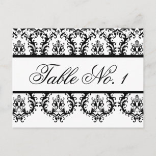 Mariage Tableau Numéro Cartes Blanc Noir Damas