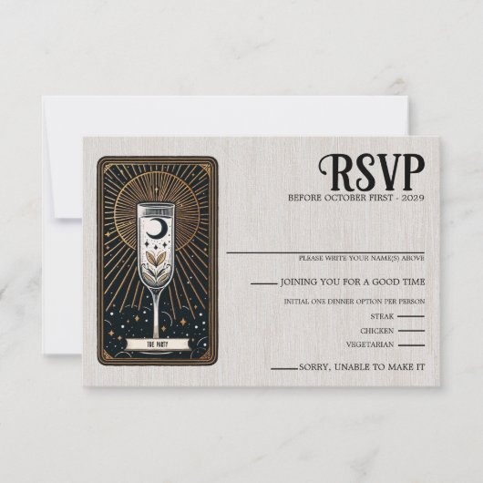 Mariage Tarot Choix de nourriture RSVP Card (Devant)