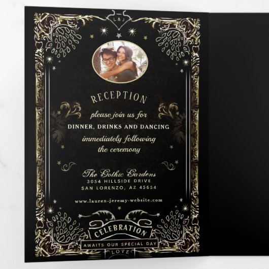 Mariage Tarot Halloween - "Ensemble avec" Tri-Fold (Intérieur en premier)