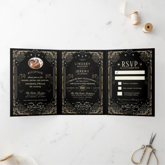 Mariage Tarot Halloween - Invitation Tri-Fold (Intérieur)