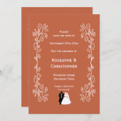 Mariage Terracotta Enregistrer La Date Carte Marié (Devant / Derrière)