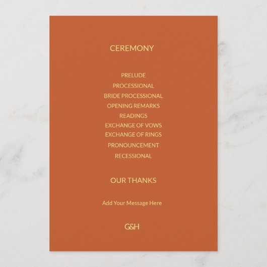 Mariage Terracotta Gold Flat Programme (Dos)