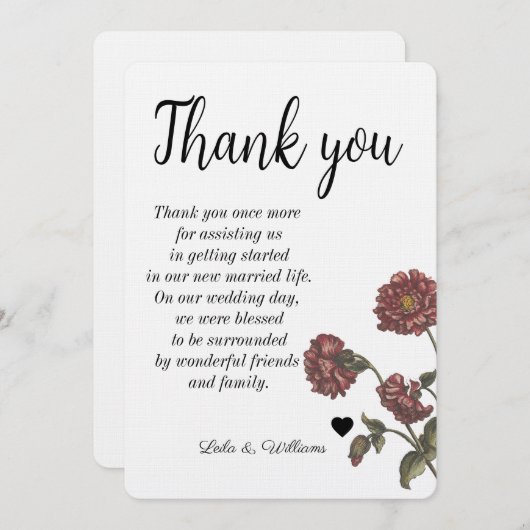 Mariage texte Calligraphie simple Carte de remerci (Devant / Derrière)