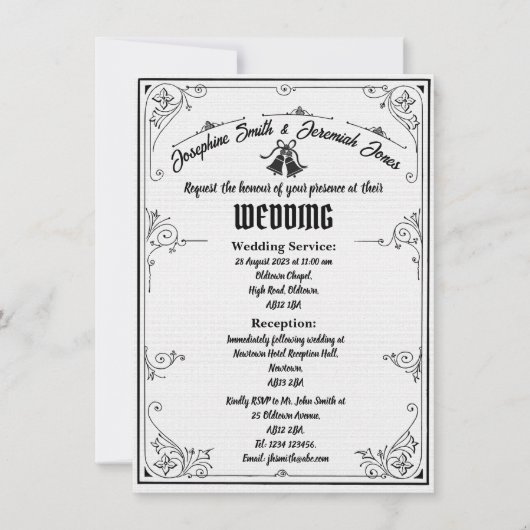 Mariage texturé Bells e Card Invitation (Devant)