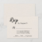 Mariage Texturé en ivoire RSVP avec choix de menu (Devant / Derrière)