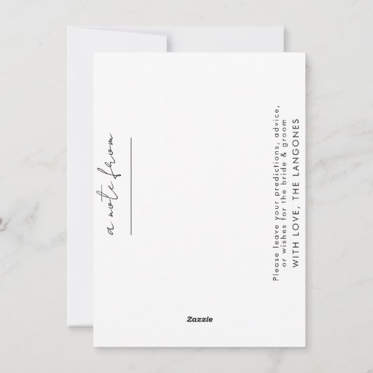 Mariage Time Capsule Carte et Enveloppe noir ou bl (Dos)