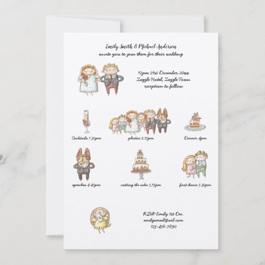 Mariage Timeline Invitation Rustic Handdraw Kraft (Devant)