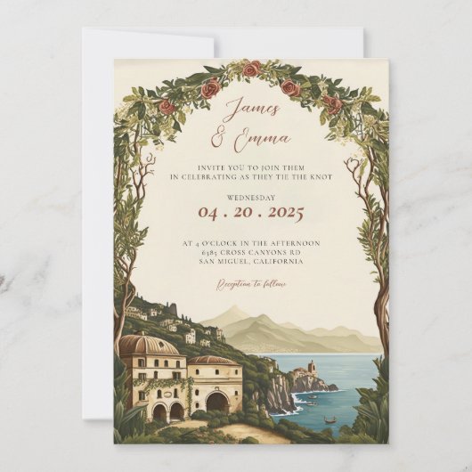 Mariage toscan | Italie : invitation au mariage| L (Devant)