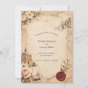 Mariage toscan vintage avec cartes de voyage