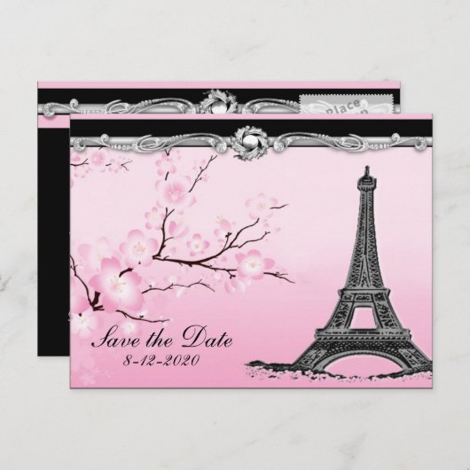 Mariage Tour Eiffel parisien Enregistrer les carte (Devant / Derrière)