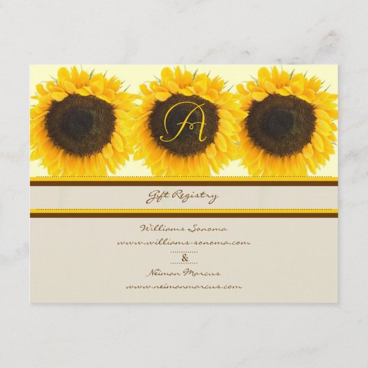 Mariage Tournesol Insérer une carte d'enregistreme (Dos)