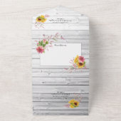 Mariage Tournesol Rustique tout en une invitation (Dehors)