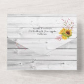 Mariage Tournesol Rustique tout en une invitation (Verso)