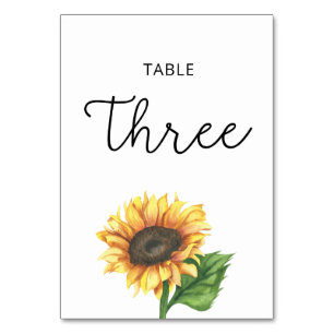Mariage tournesol Trois numéro de table