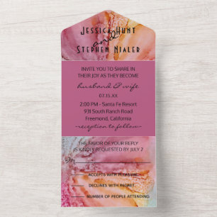 Mariage Tous N Un Invitation Fleurs couleur d'eau