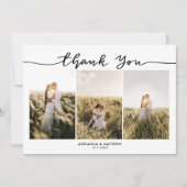 Mariage Trois Photos Élégant Merci Script (Devant)